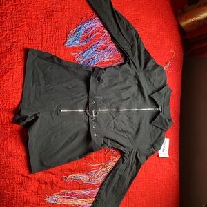 Black Long Sleeve Romper with Belt